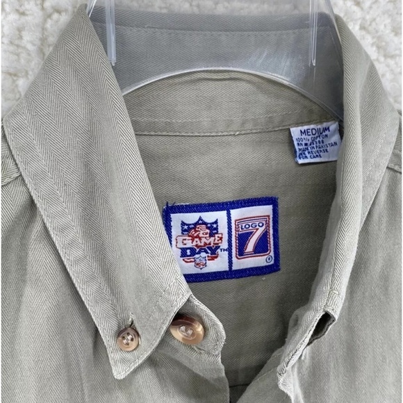 Vtg Logo 7 Packers Shirt Men M LS Button Down Khaki Beige Game Day Green Bay Y2K - Picture 3 of 16